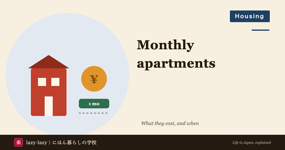 Short-term housing compared with a normal rental by upfront cost and monthly cost