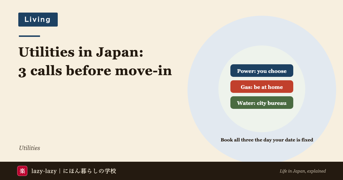 Setting up utilities in Japan: choose your power company, be home for the gas opening, and call the city waterworks bureau