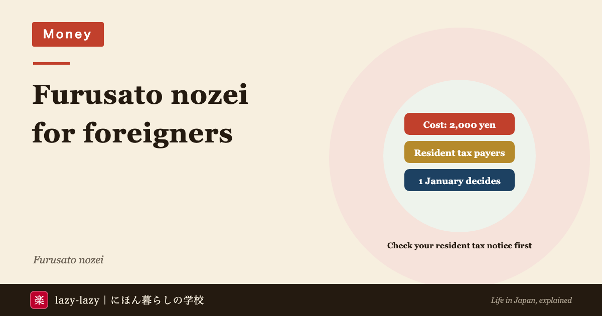 Furusato nozei for foreigners in Japan 2026: it costs 2,000 yen, it only works if you pay resident tax, and 1 January decides it if you are leaving Japan.