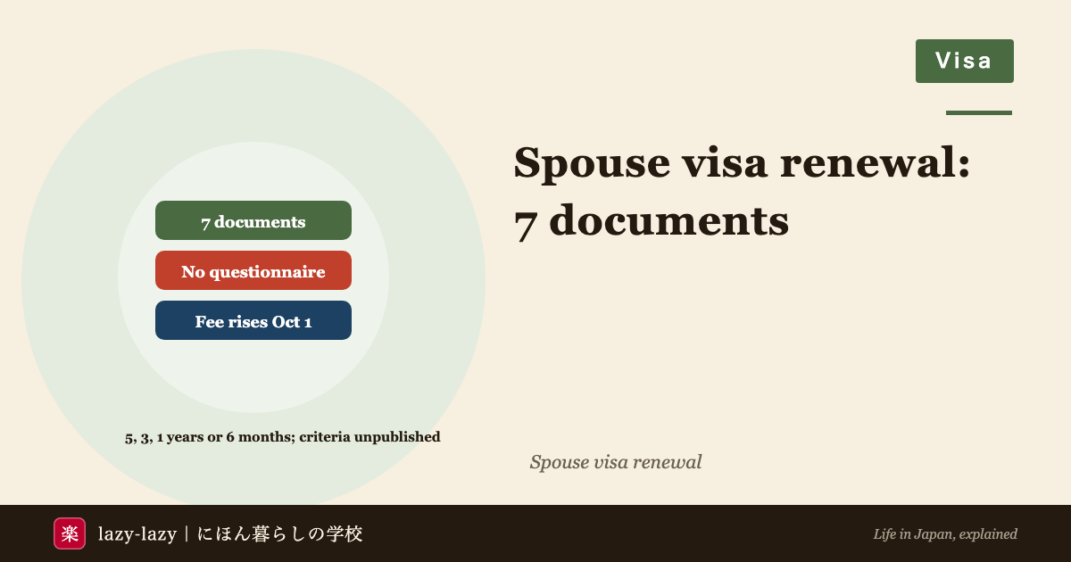 Seven documents required to renew a Japan spouse visa and three that are not on the renewal list