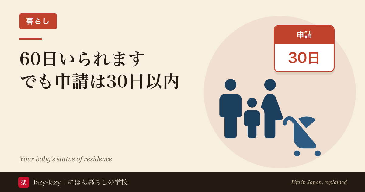 日本で外国籍の赤ちゃんが生まれたあとの3つの期限を時間軸で示した図解